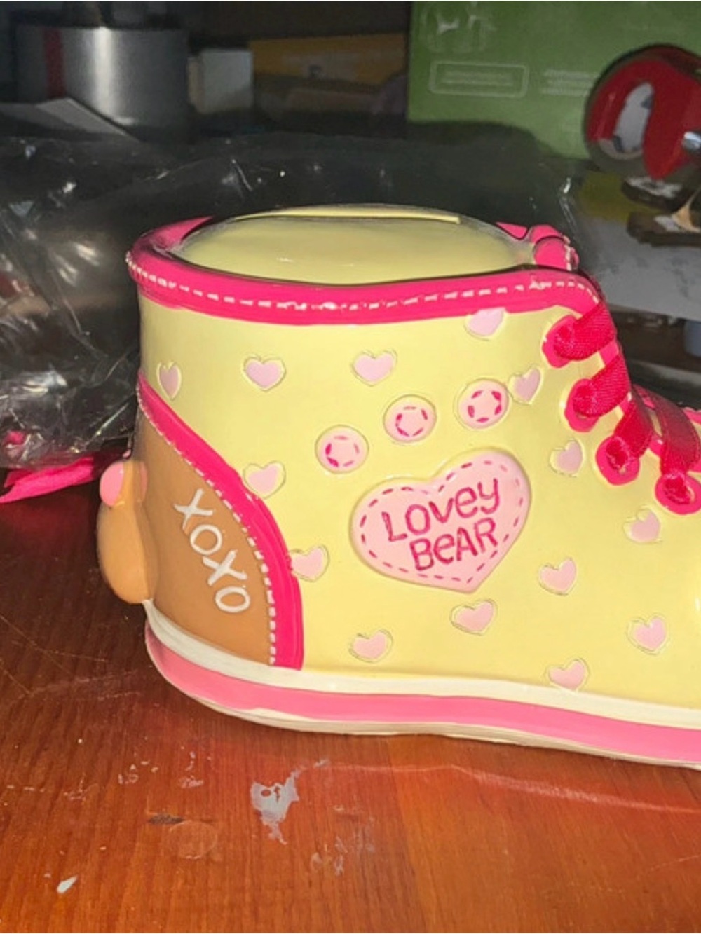 Baby shoe piggy/coin bank
